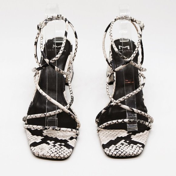 Marc Fisher LTD Nakita Strappy Sandals 9.5 Python Snake Leather Minimalist $150 - Picture 3 of 15